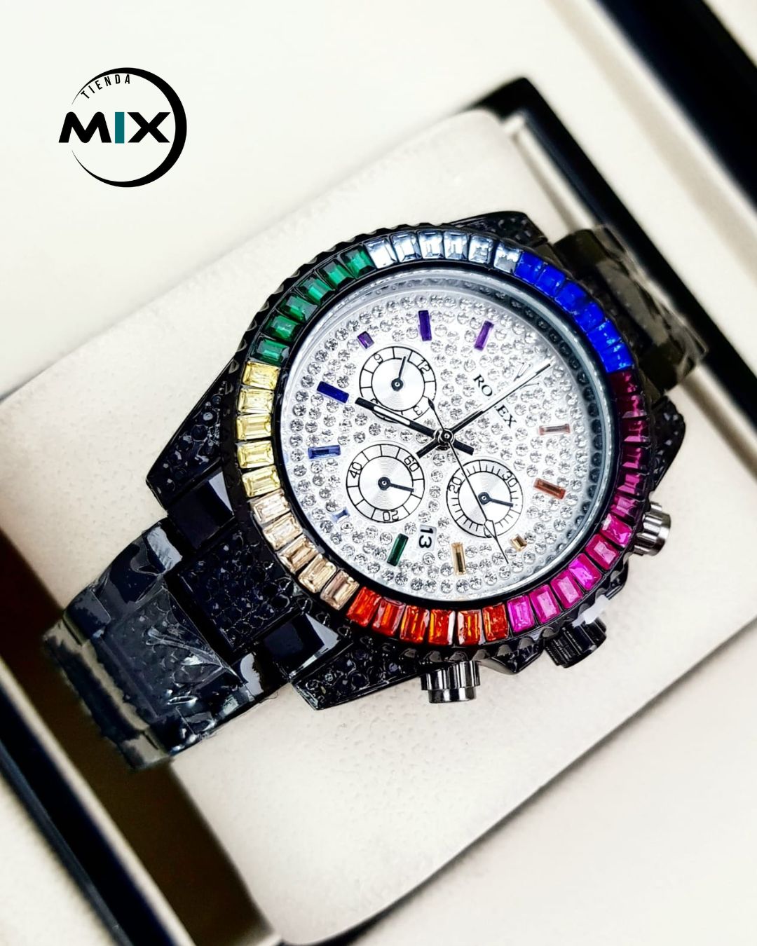 RELOJ ROLEX CUBANO RAINBOW